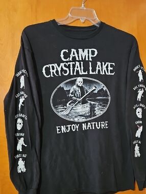 Camp Crystal Lake "Enjoy Nature" Black Graphic Long Sleeve Tee
